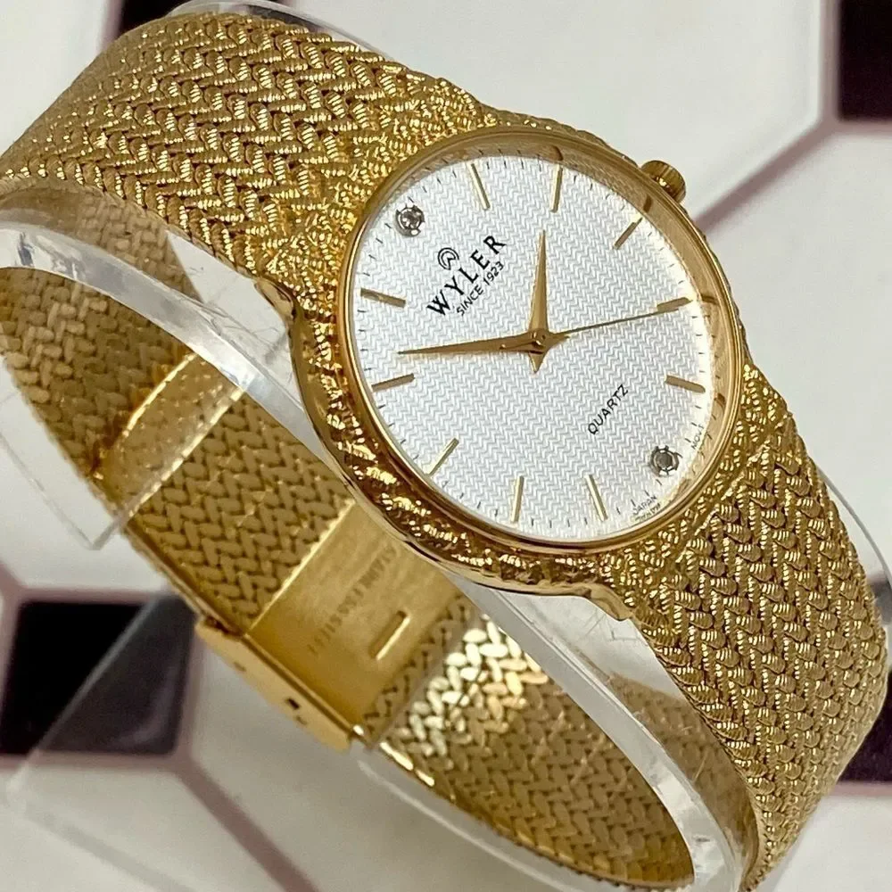 Vintage Wyler Diamond Accented Dial Men’s / Unisex Dress Watch Adjustable Band